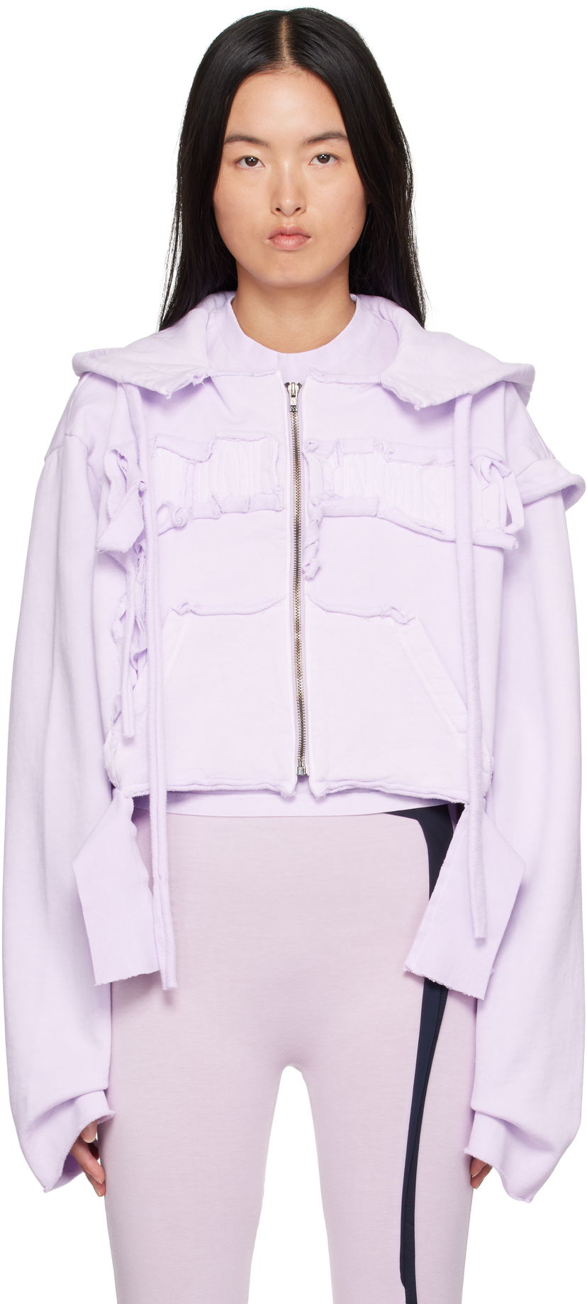 Dukserice Ottolinger Ottolinger Distressed Cropped Hoodie Ljubičasta | 2215020214