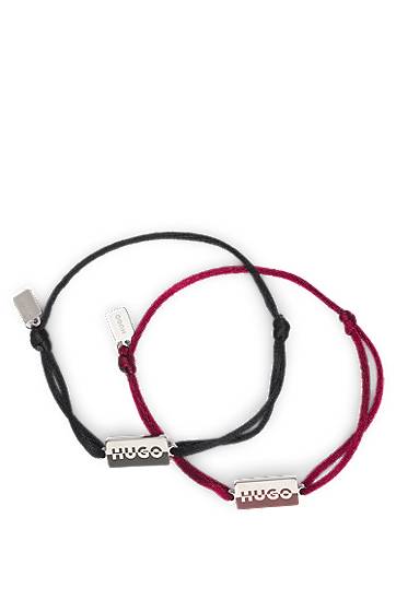 Narukvica BOSS Two cord cuffs with rectangular metal plaques Višebojno | 50549076, 1