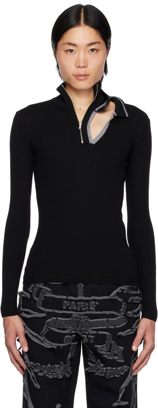 Džemper Y/PROJECT Double Collar Fitted Sweater Crna | MPULL93-S25