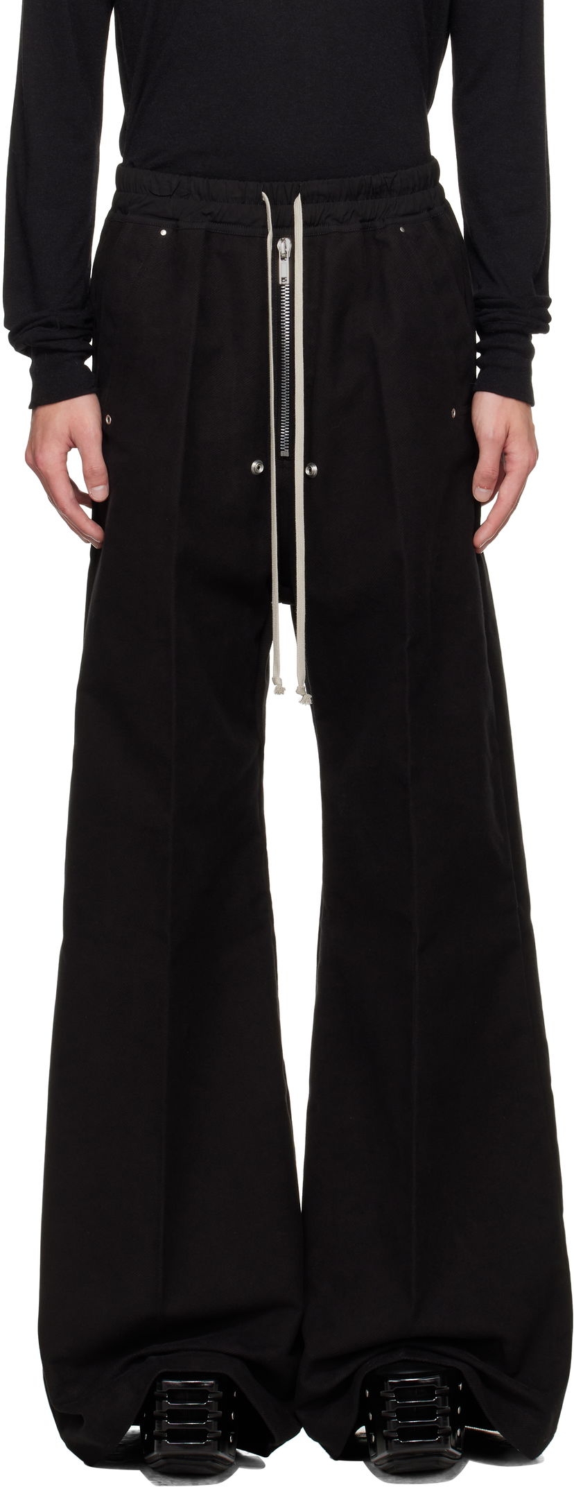 Hlače Rick Owens Rick Owens Concordians Wide Bela Trousers Crna | RU02E1366 TB