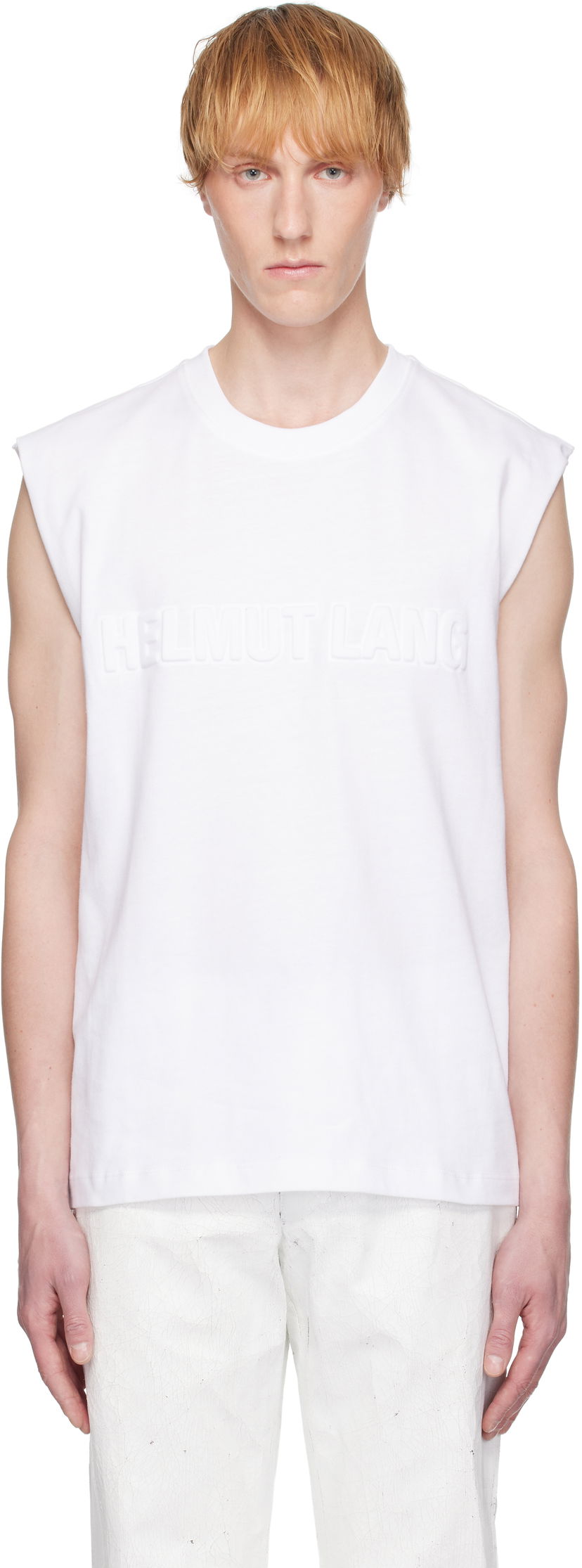 Majica bez rukava Helmut Lang Helmut Lang Embossed Logo Tank Top Bijela | P01HM502
