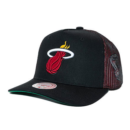 Kapa Mitchell & Ness Mitchell & Ness NBA Tremor Trucker Snapback Hat Miami Heat Crna | HT11505-MHEBLCK