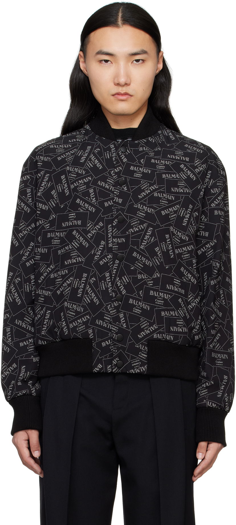 Bomber jakna Balmain Balmain Printed Label Bomber Jacket Crna | EH1TF955VH56
