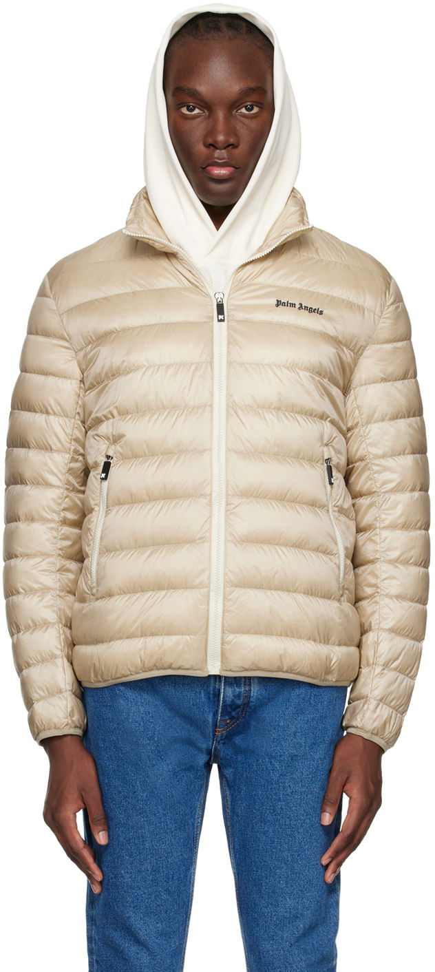 Pernata jakna Palm Angels Embroidered Logo Down Jacket Bež | PMED045S24FAB0016110