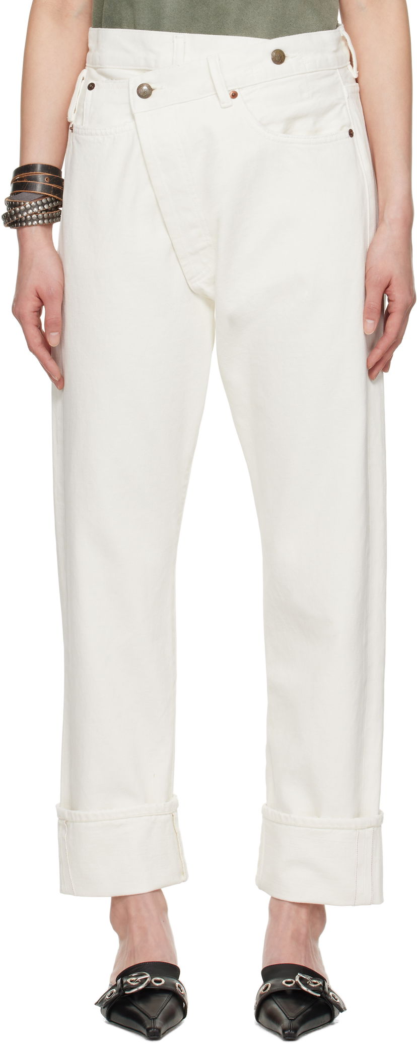 Jeans R13 R13 Cuffed Crossover Jeans Bijela | R13W2048-D314A