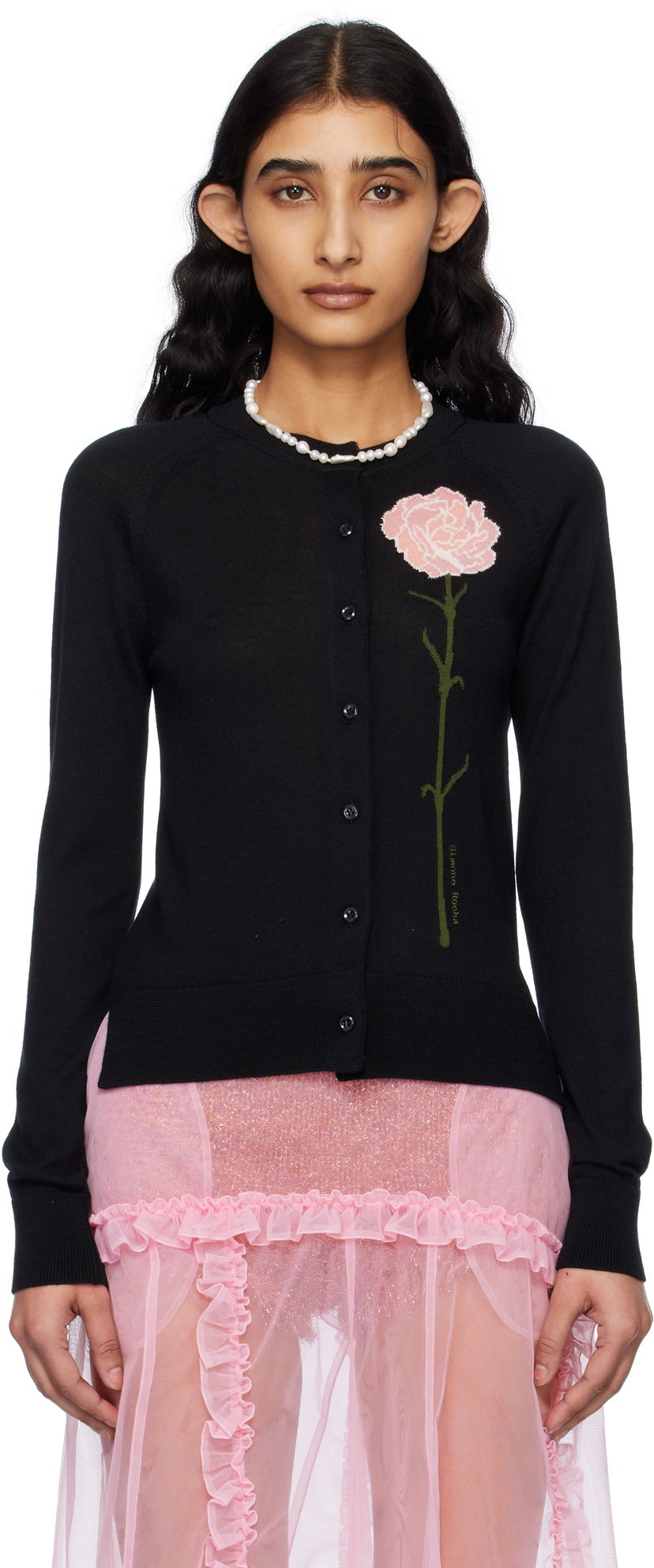 Džemper Simone Rocha Simone Rocha Carnation Cardigan Crna | KMK17 0647