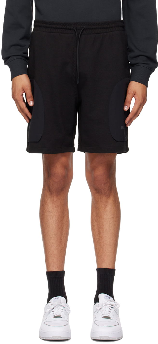 Kratke hlače BOSS Hugo Black Drawstring Shorts Crna | 50516684