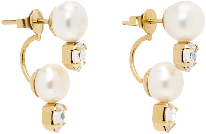 Naušnice Simone Rocha Simone Rocha Pearl Crystal Drop Earrings Bijela | ERG502 0913, 1