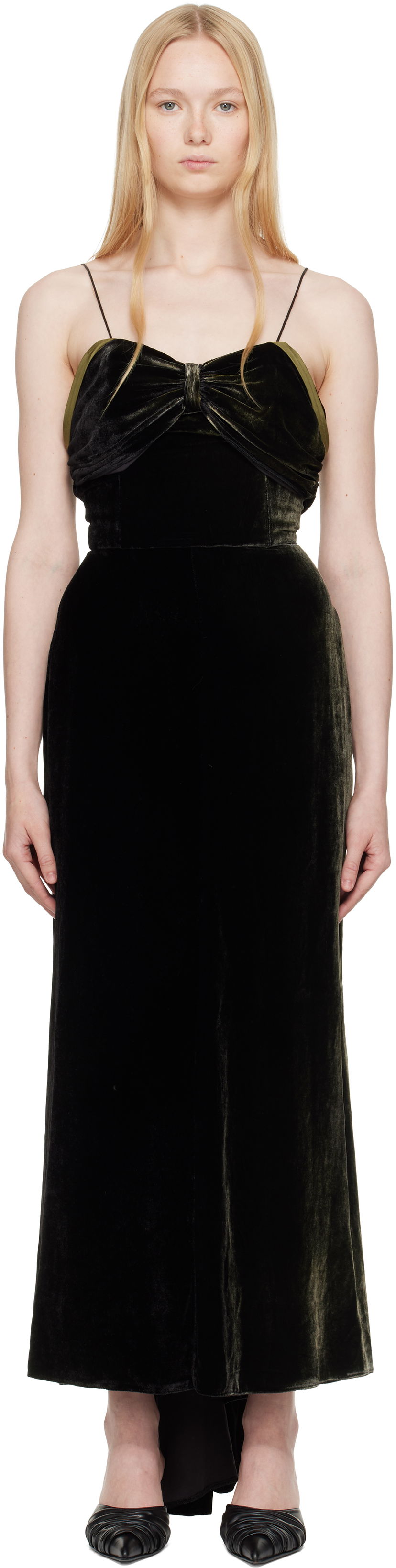 Haljina Maison Margiela Maison Margiela Velvet Maxi Dress Zelena | S51DG0003 M35345