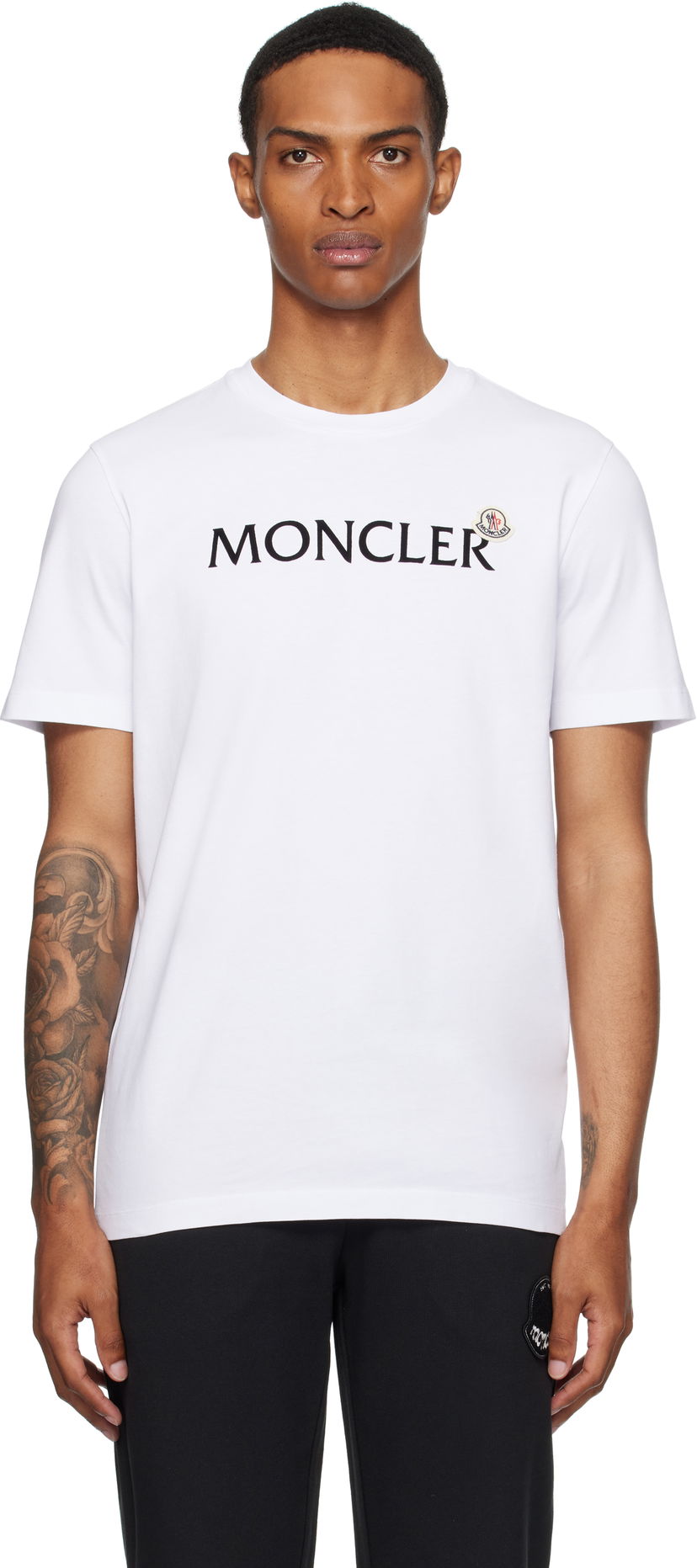 Majica kratkih rukava Moncler Moncler Flocked Logo Cotton T-Shirt Bijela | K20918C000368390T