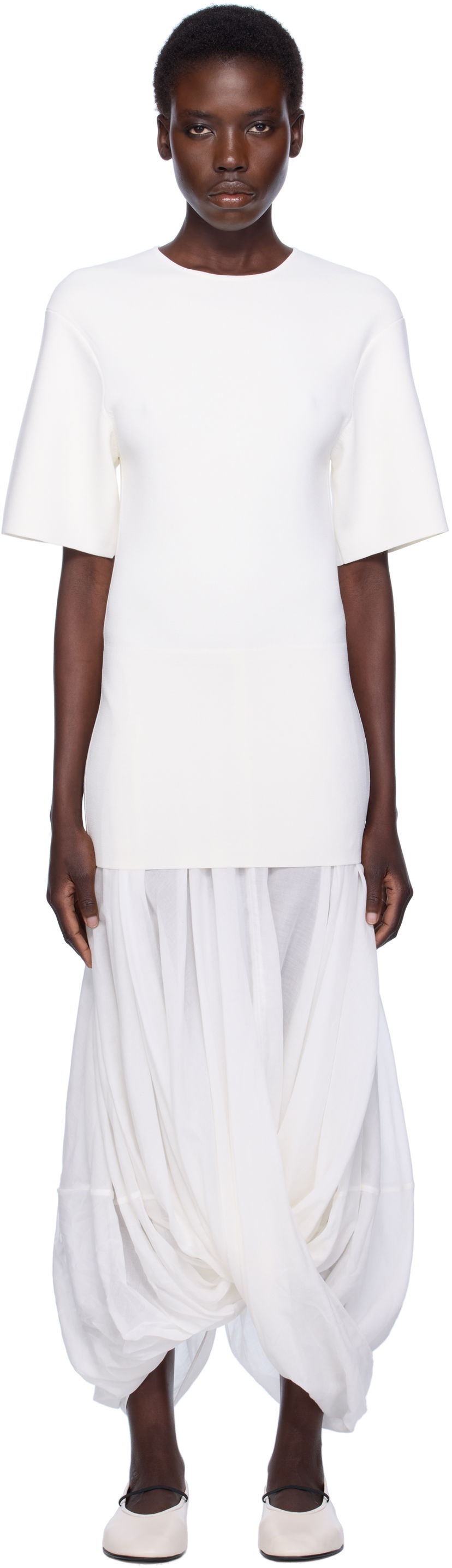 Haljina TOTEME TOTEME Cocoon Tee Midi Dress Bijela | 253-WRD0215-YA0187