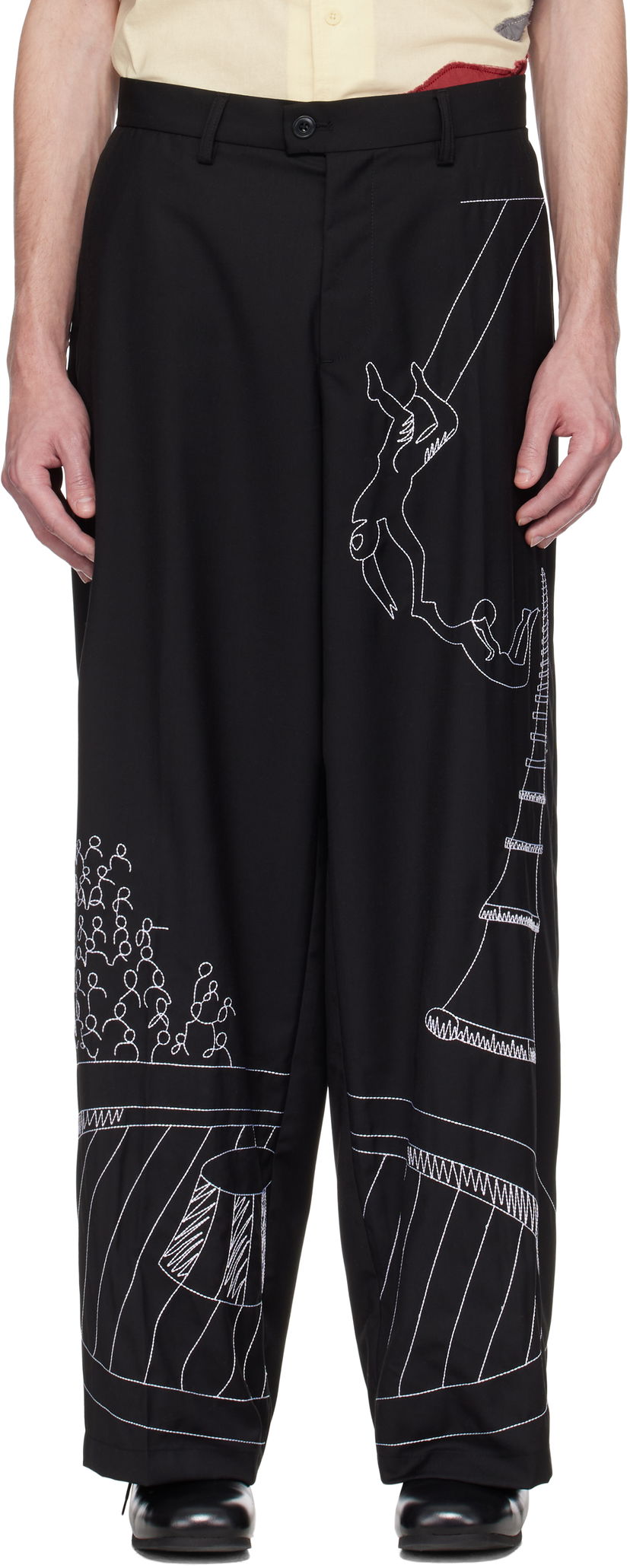 Hlače KidSuper KidSuper Circus Sketch Baggy Trousers Crna | SS25-PT-18