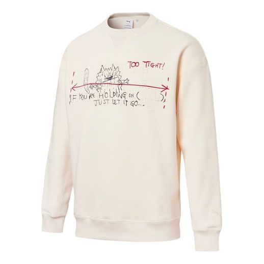 Džemper Puma Michael Lau Graphic Long Sleeve Crew Neck Sweater Bež | 530351-75