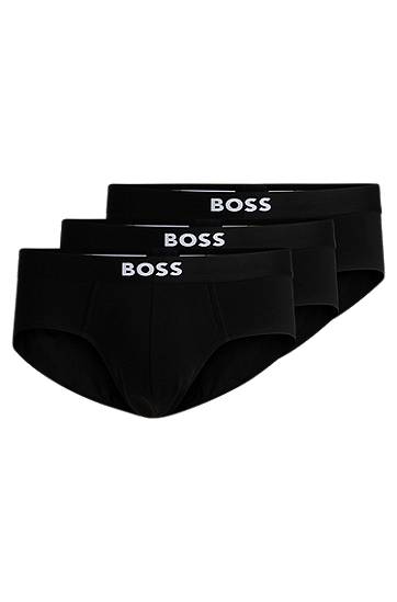 Donje rublje i čarape BOSS Three-pack stretch-cotton briefs with logo waistbands Crna | 50546561