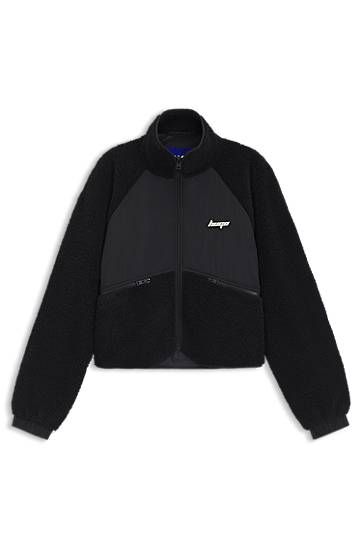 Jakna BOSS Contrast-Panel Teddy Jacket Crna | 50545637