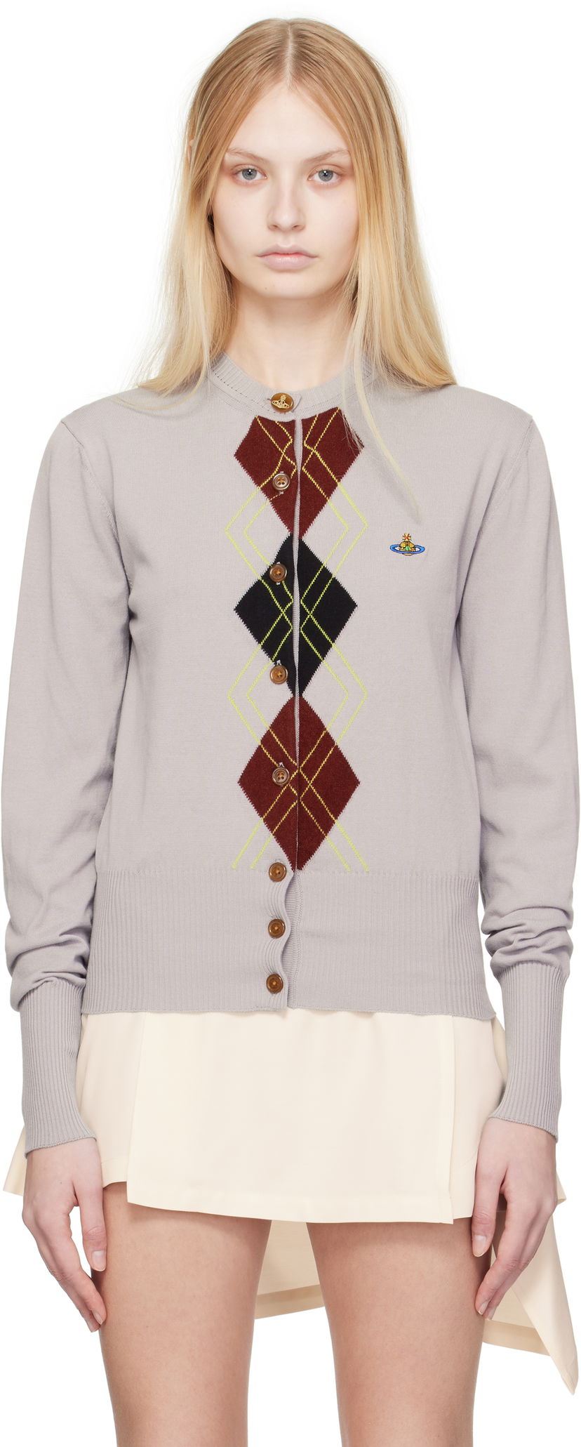 Džemper Vivienne Westwood Vivienne Westwood Argyle Cardigan Siva | 1803005R-Y003D-