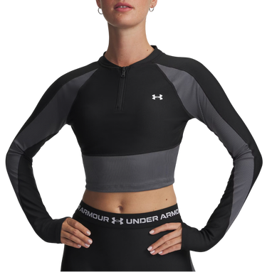 Crop top Under Armour Long Sleeve Crop Top HG Rib 1/4 Zip Crna | 6003981-004, 0