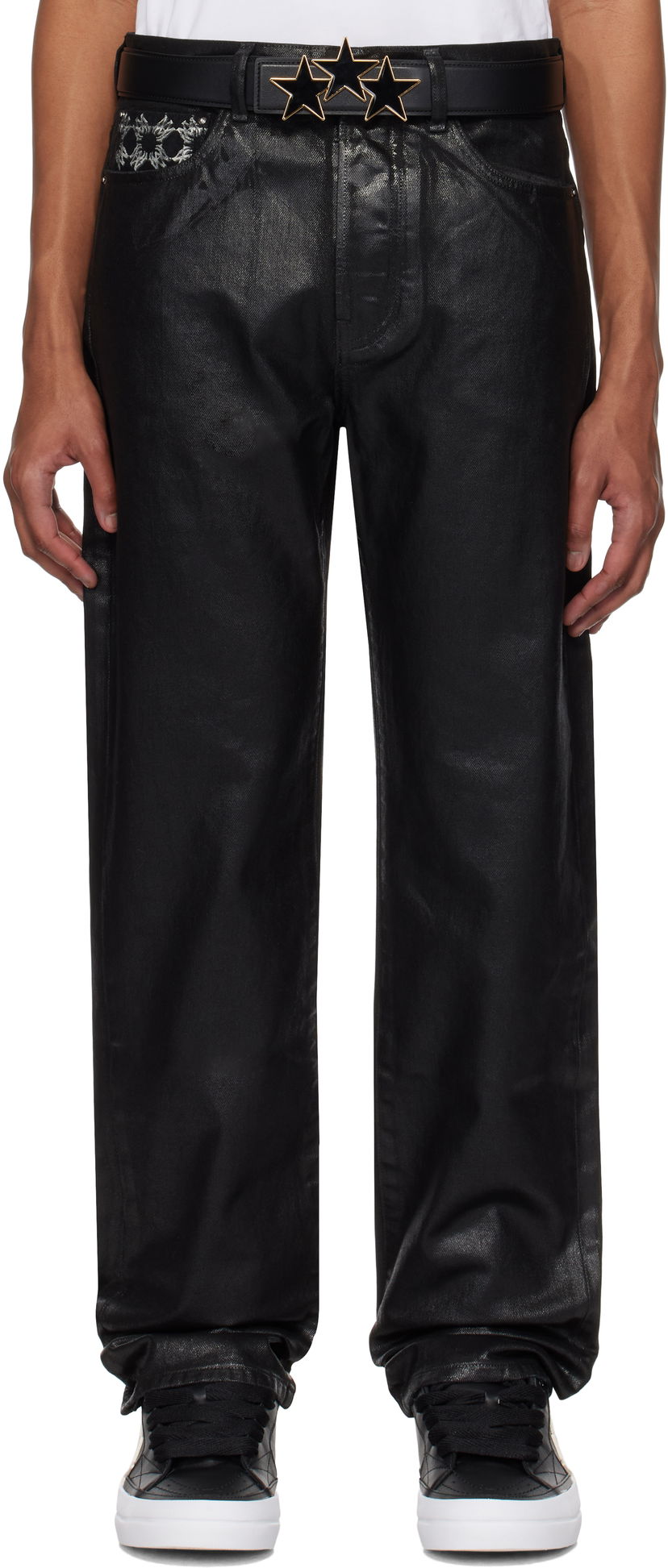 Jeans AMIRI AMIRI MA Quad Straight Waxed Jeans Crna | AMDNGH1059