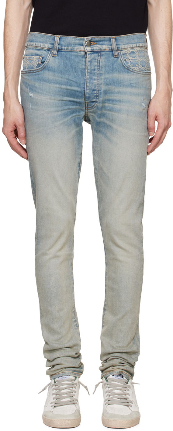 Jeans AMIRI AMIRI MA Quad Contrast Skinny Jeans Plava | AMDNSY1081