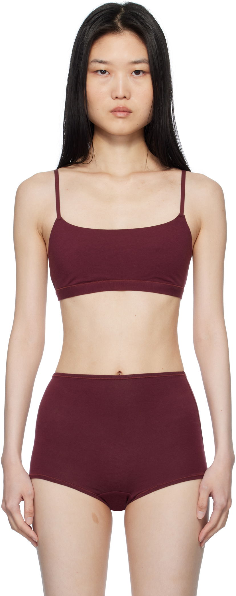 Grudnjak SKIMS SKIMS Cotton Jersey Scoop Bralette Tamnocrvena | BR-SCP-4460