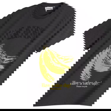 Majica kratkih rukava GANNI GANNI Banana Print T-Shirt with Rhinestones Crna | T4238-252, 1
