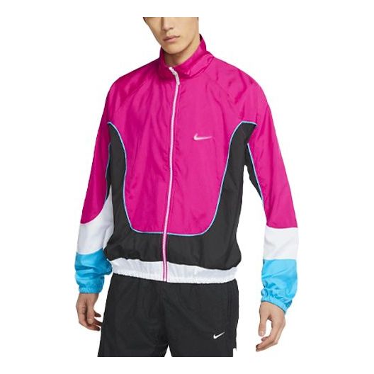 Vjetrovka Nike Throwback Colorblock Woven Stand Collar Jacket Ružičasta | CV1932-698
