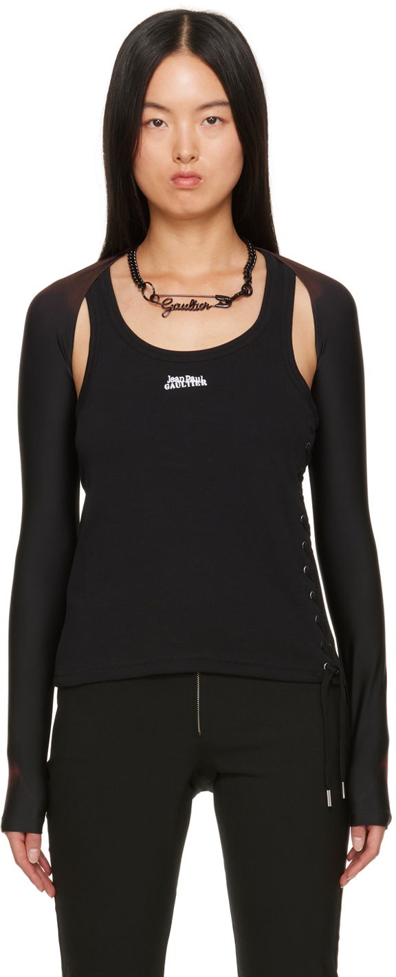 Majica bez rukava Jean Paul Gaultier Jean Paul Gaultier Open-Shoulder Top Crna | 23/15-F-TO105-J527-67