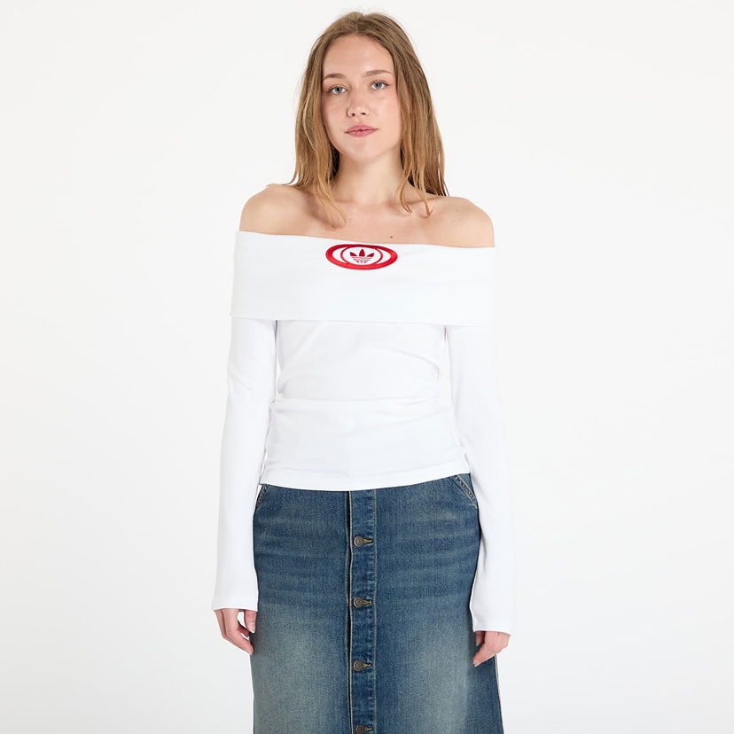 Džemper adidas Originals adidas Originals Off Shoulder Long Sleeve Top Bijela | KA2691