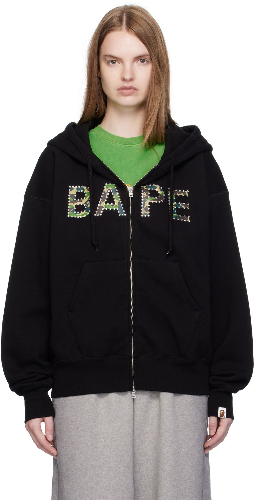 Dukserice BAPE ABC Camo Crystal Logo Wide Hoodie Crna | 001ZPL302005L