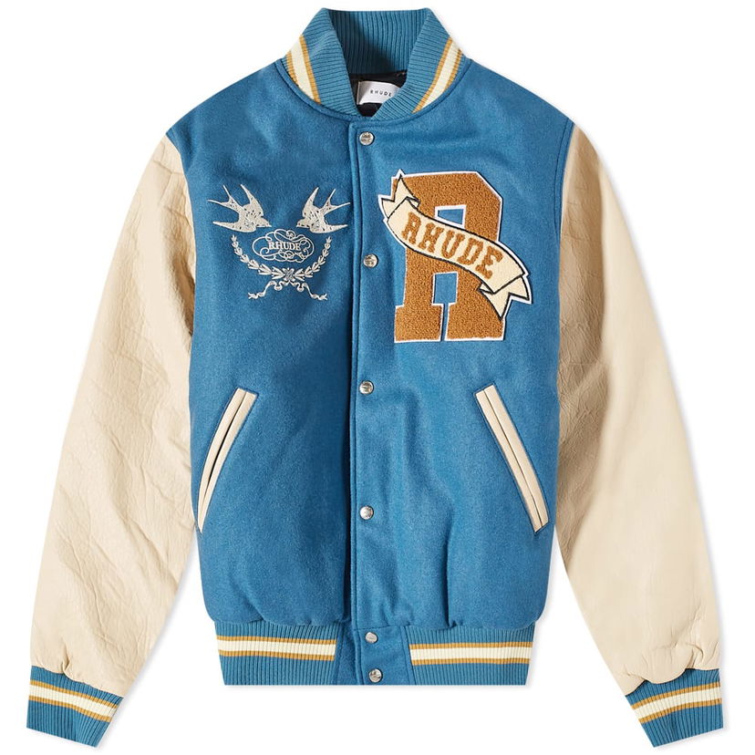 Bomber jakna Rhude Rhude Sparrow Varsity Jacket Plava | RHFW22JA38609048