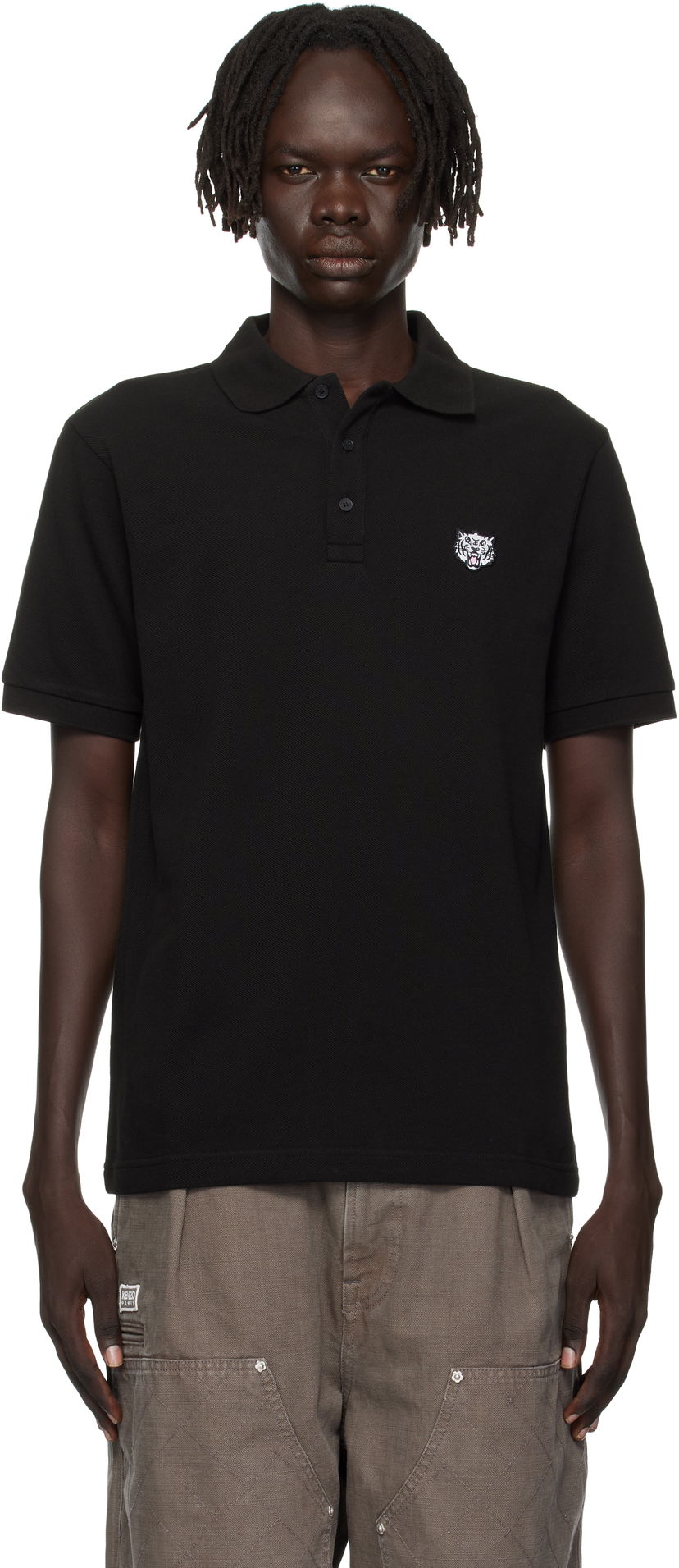 Polo majica KENZO Kenzo Paris 'Happy Tiger' Slim Polo Crna | FF65PO1524PU