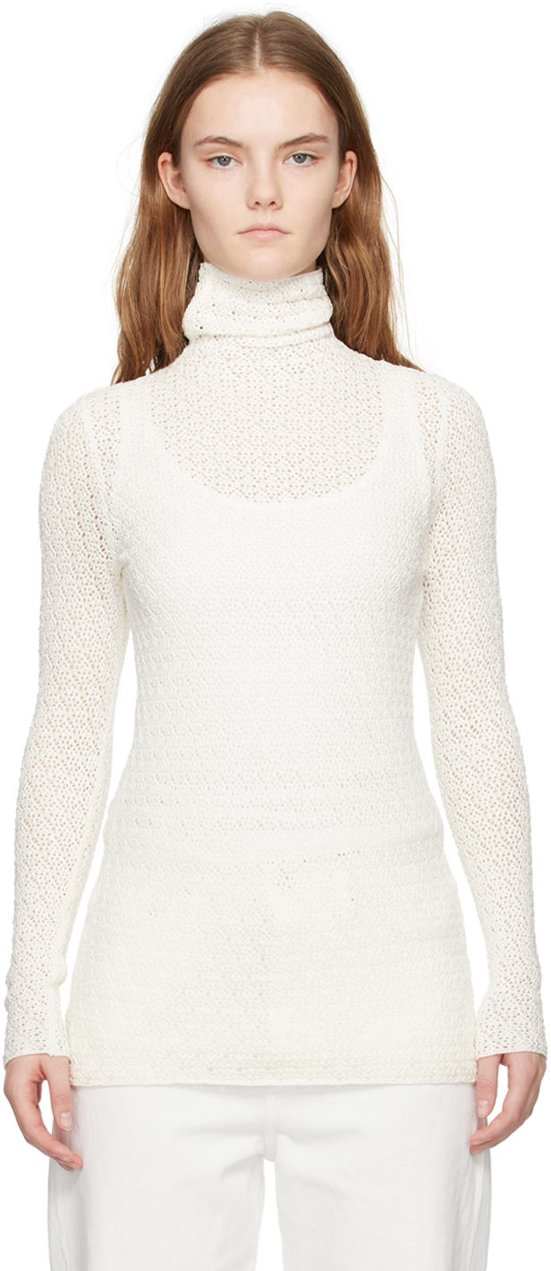Džemper TOTEME TOTEME Semi-Sheer Turtleneck Bijela | 242-WRT1776-YA0040