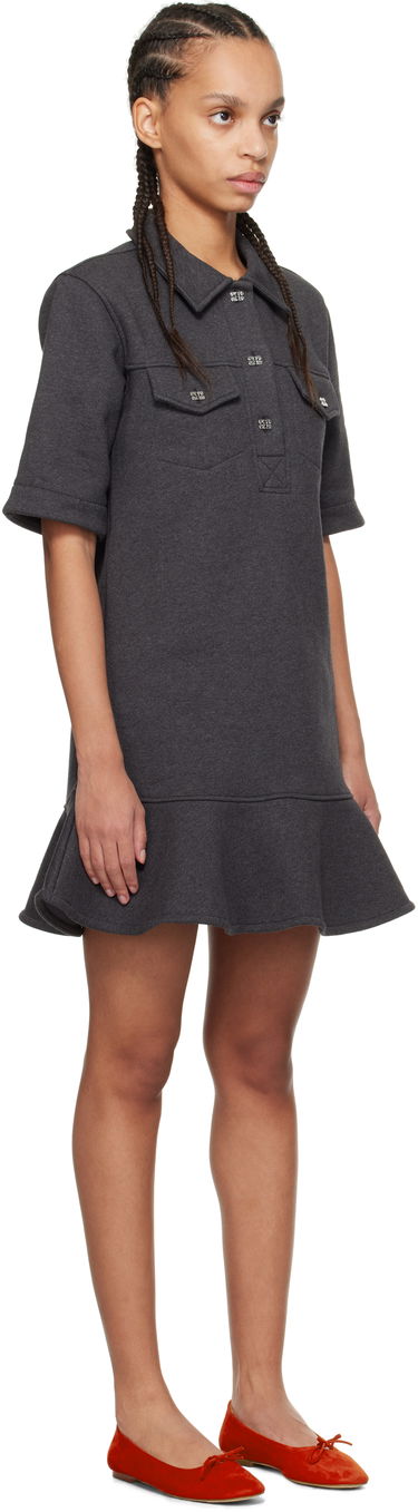 Haljina GANNI Ganni Heavy Fleece Mini Dress Siva | T4108, 1