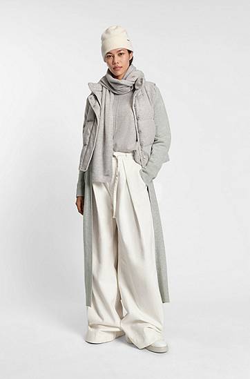 Džemper BOSS Longline belted cardigan in cashmere Siva | 50550488, 1