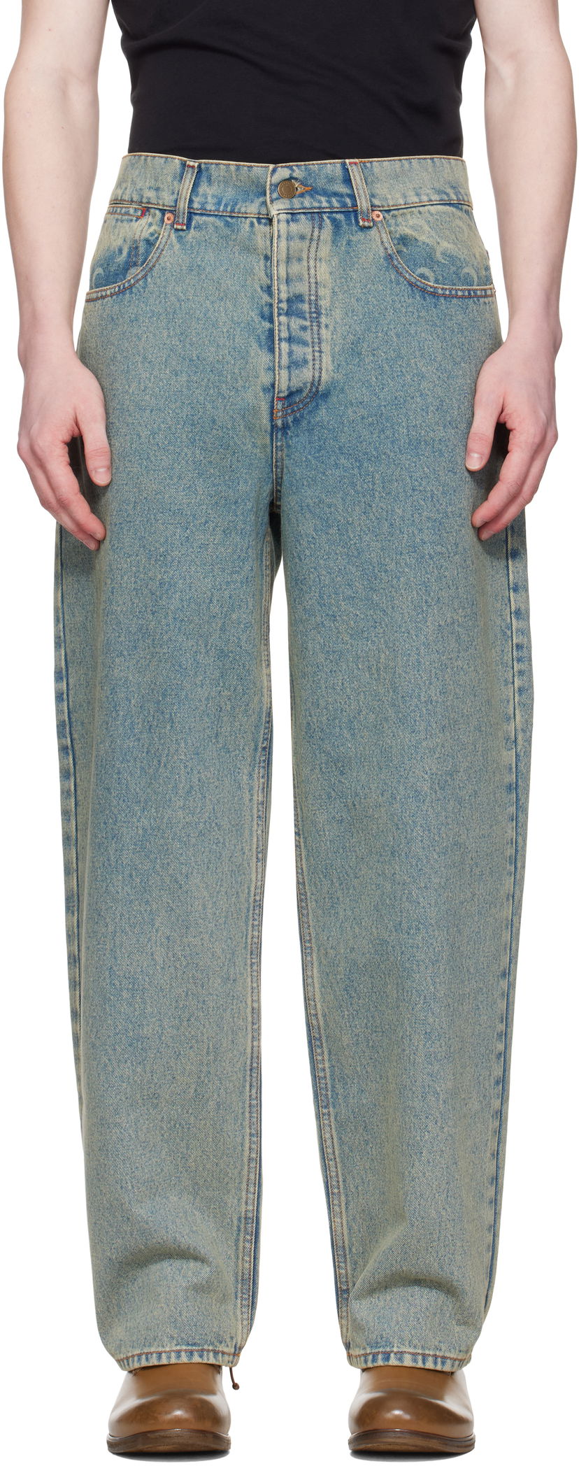 Jeans Marine Serre Marine Serre Moon Laser Baggy Jeans Plava | MPA070A CDEN0003