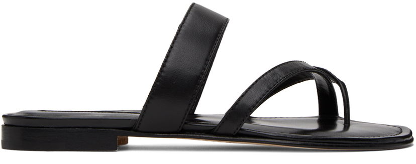 Dodaci Manolo Blahnik Manolo Blahnik Susa Leather Toe-Ring Sandals Crna | 418-0317
