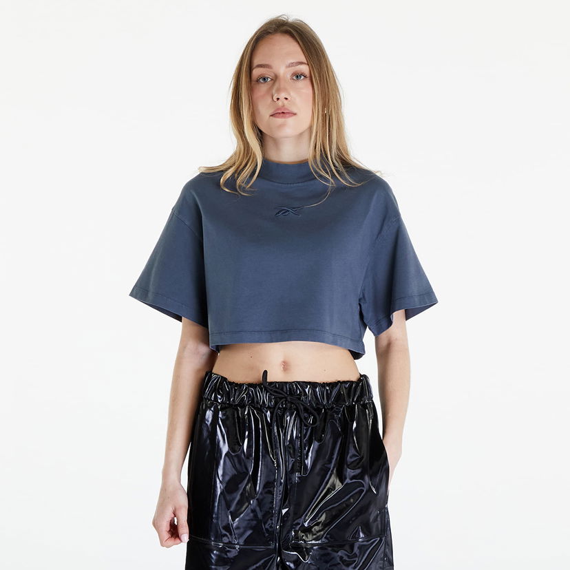 Crop top Reebok Washed Cropped Tee Washed Stone Blue Plava | RWAA001C99JER0024200