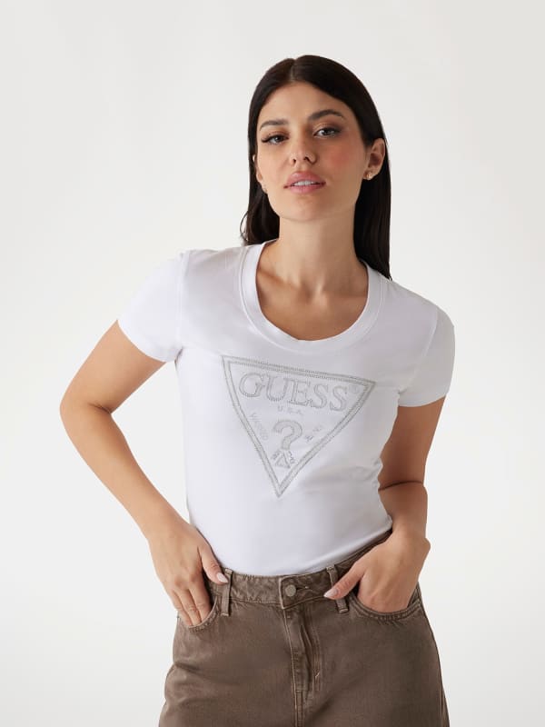 Majica kratkih rukava GUESS Guess Triangle Logo T-Shirt Bijela | W5RI11J1314