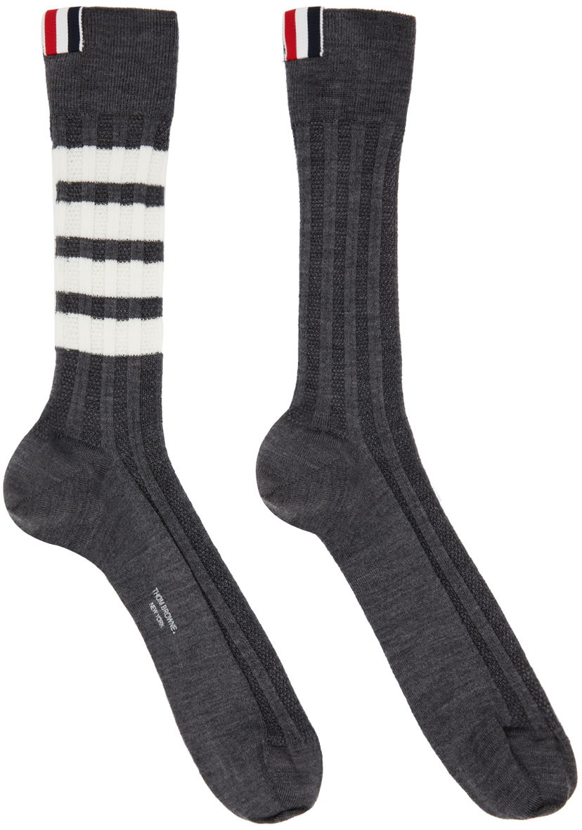 Čarape Thom Browne Thom Browne 4-Bar Merino Wool Socks Siva | MAS136A-Y1020