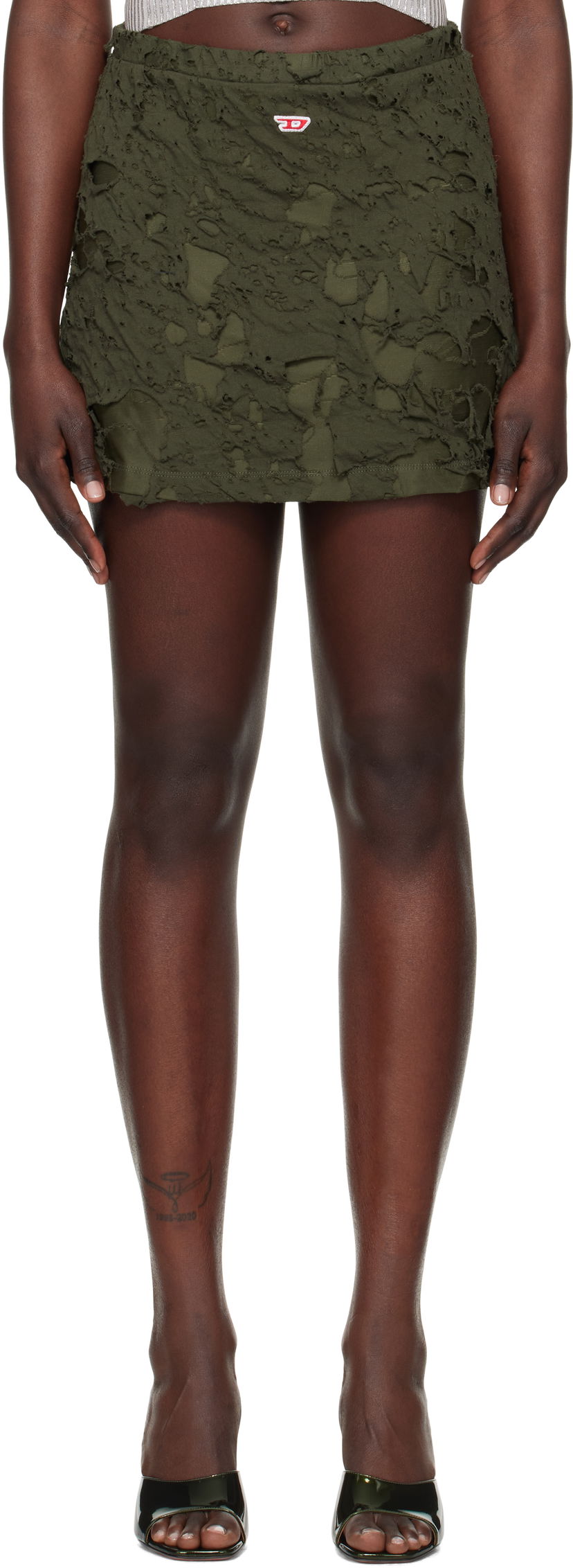 Suknja Diesel Distressed Miniskirt Zelena | A15243 0JHAN