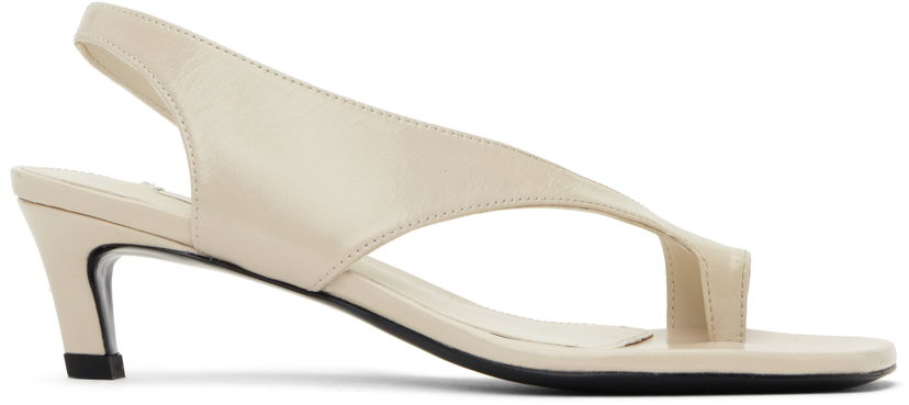 Njega cipela TOTEME TOTEME Naplack Leather Thong Heeled Sandals Bež | 252-WAS0201-LE0020