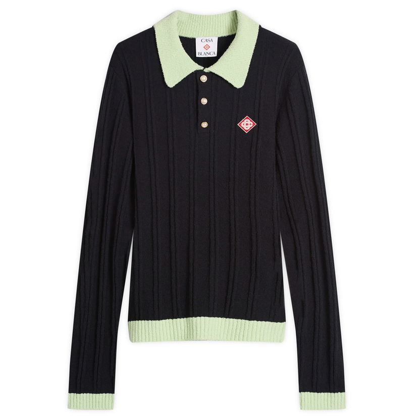 Polo majica Casablanca Casablanca Boucle Polo, Size Large Crna | MPF25-KW-1000-01