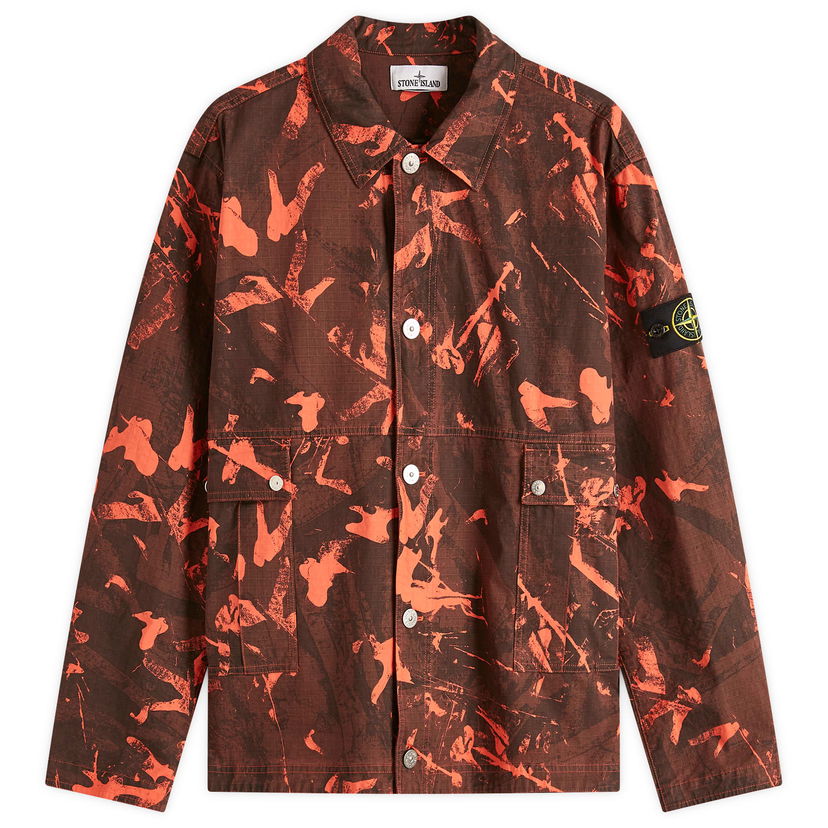 Jakna Stone Island Scan Camo Ripstop-OVD Shirt Jacket, Size Large Narančasta | K1S151200026-V0029