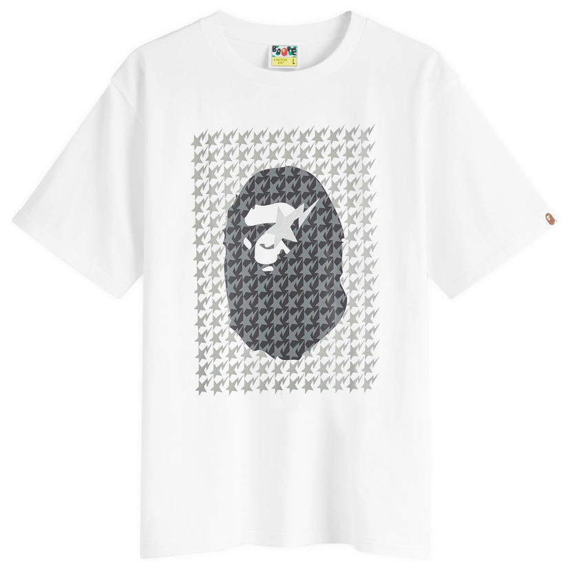 Majica kratkih rukava BAPE Houndstooth Ape Head Graphic T-Shirt Bijela | 001TEK801035M-WH2