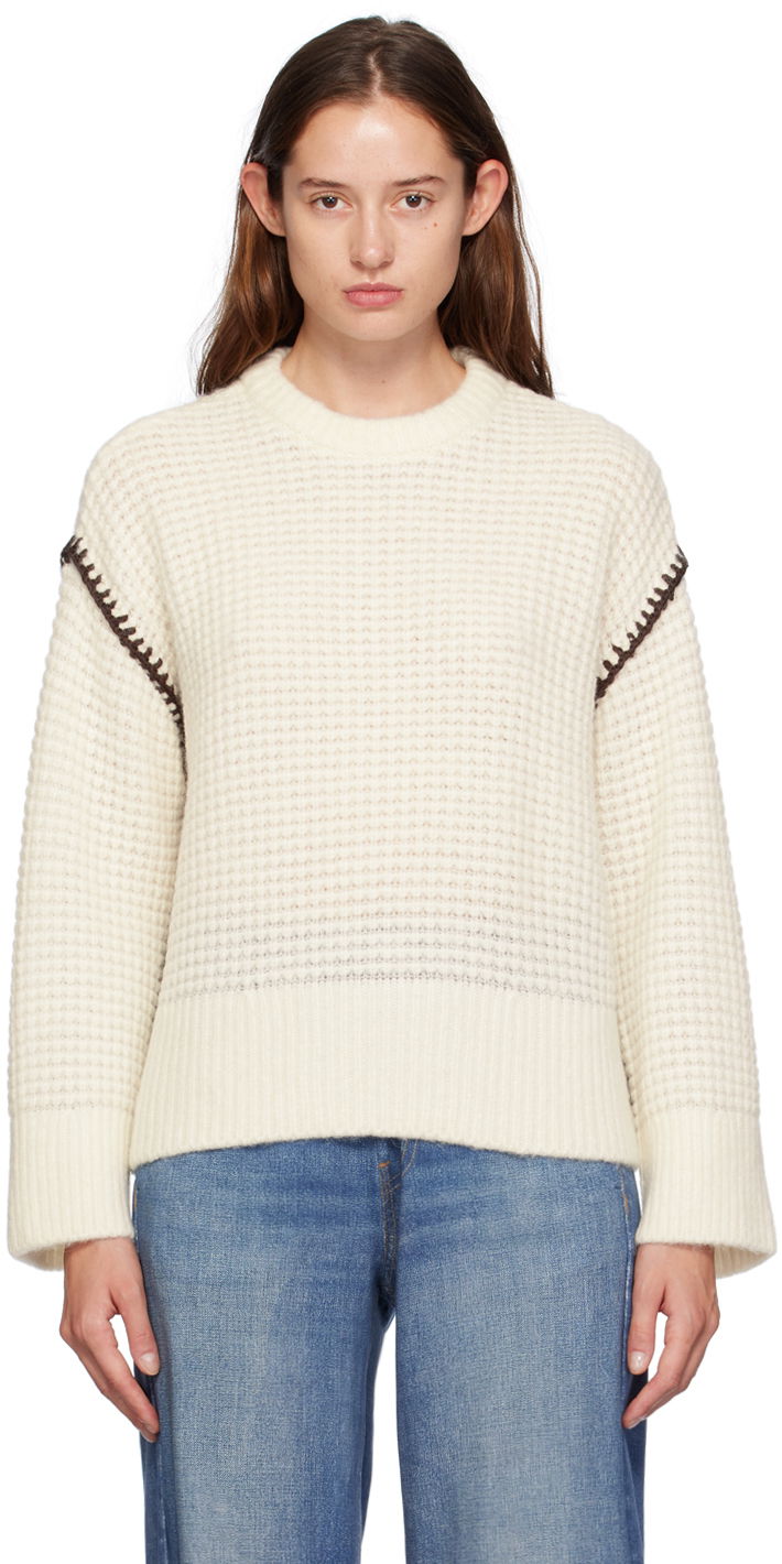 Džemper rag & bone Rag & Bone Women's Katie Crocheted Sweater Bijela | WAS24F049SA49