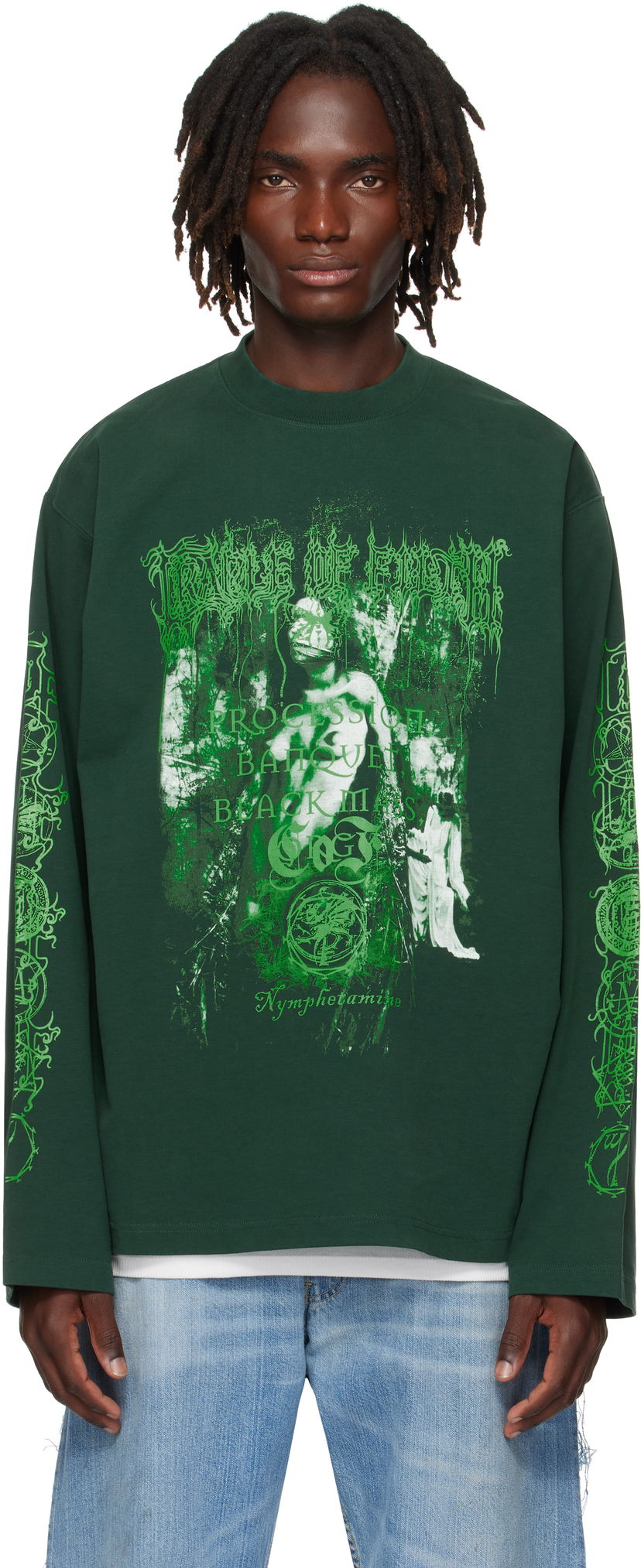 Majica kratkih rukava VETEMENTS Vetements Cradle Of Filth Nymphetamine Graphic Longsleeve T-Shirt Zelena | UCF76LS750E