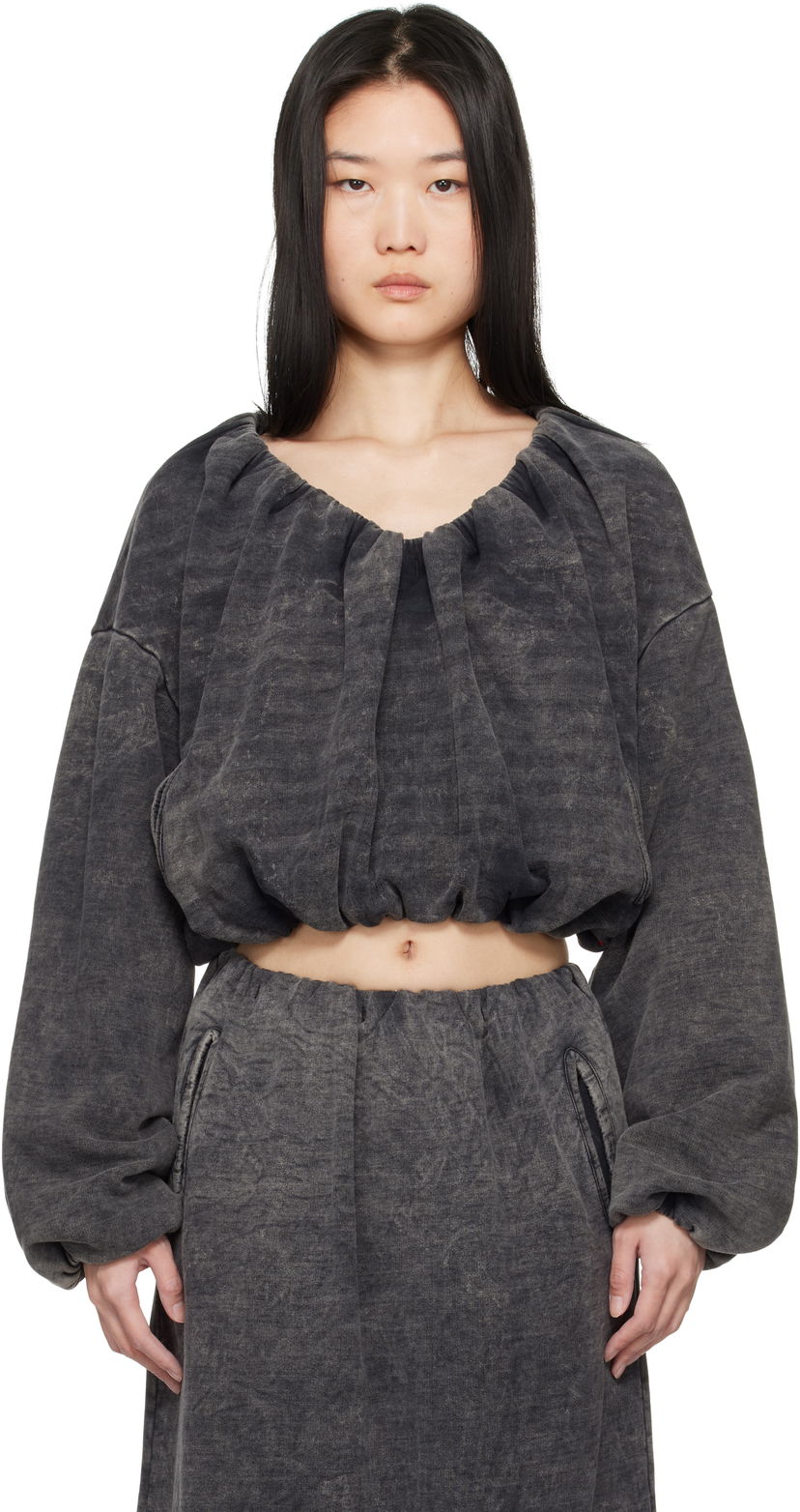 Dukserice Diesel Cropped Gathered Sweatshirt Crna | A17074 0EGBV