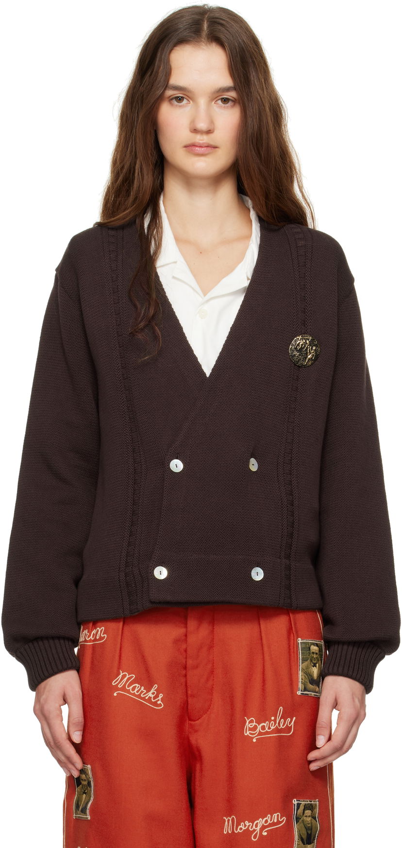 Džemper Bode Double-Breasted Cardigan Smeđa | MRF24KT032