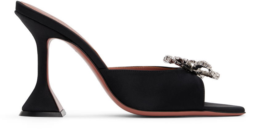 Dodaci Amina Muaddi Amina Muaddi Rosie Slipper Heeled Sandals Crna | ROSIE SLIPPER CL SATIN