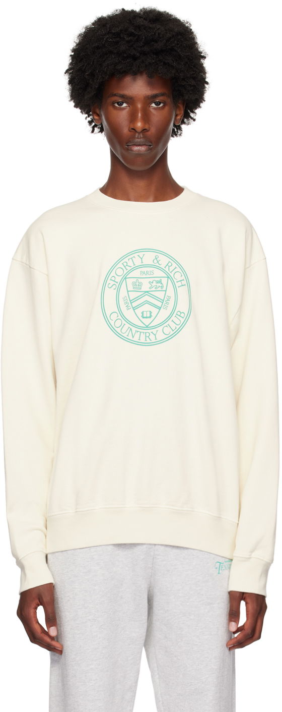 Majica kratkih rukava Sporty & Rich Off-White Connecticut Crest Sweatshirt Bijela | WS067S416CC